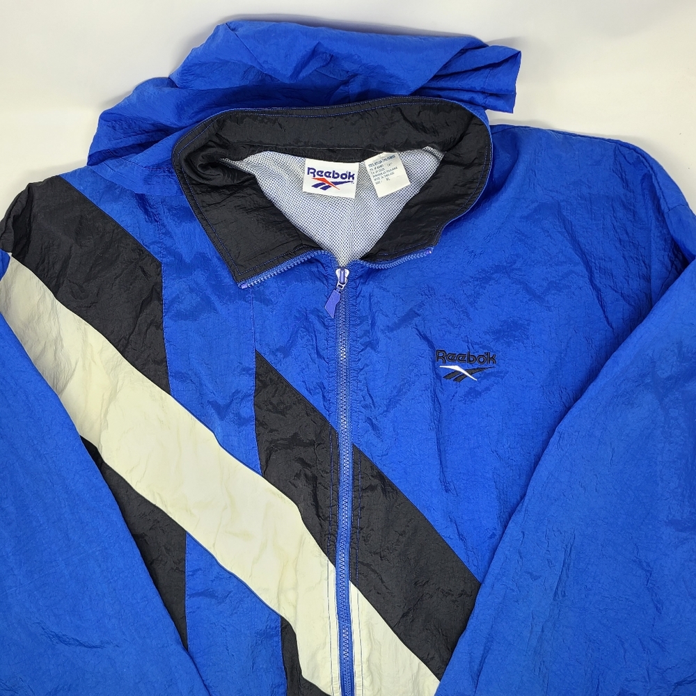 Reebok Blue Black White Windbreaker Jacket